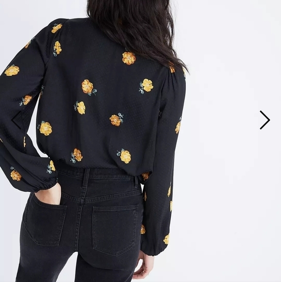 Madewell bubble sleeve wrap top in floating florets Sz XS - Picture 6 of 12